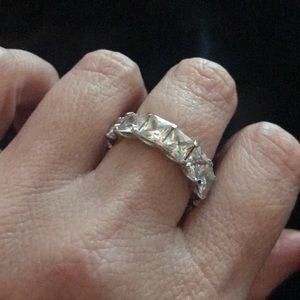 Beautiful 925 silver princess cut cz eternity band